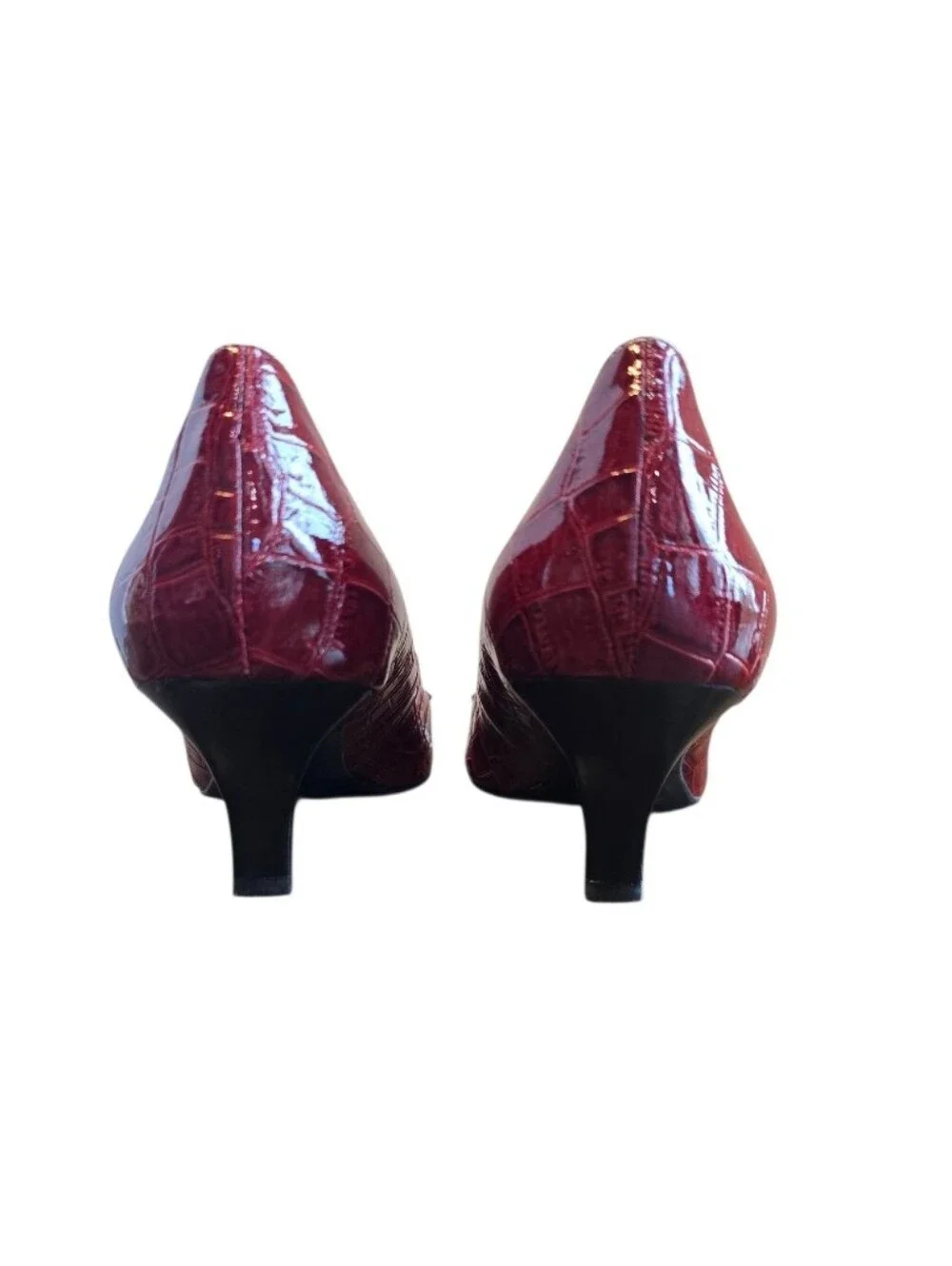 Bandolino Red Croc Embossed Patent Leather Kitten Heel Pumps 9.5